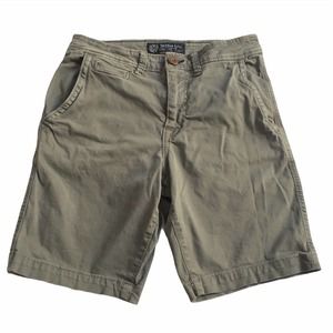AEO Classic Active Flex Flat Front Khaki Army Olive Green Chino Shorts Sz 28